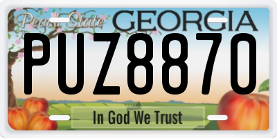 GA license plate PUZ8870