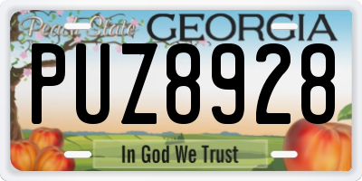 GA license plate PUZ8928