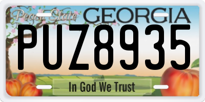 GA license plate PUZ8935