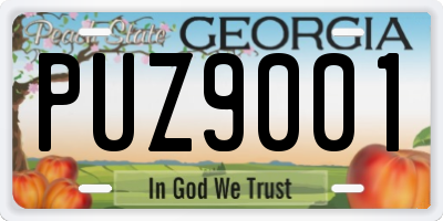 GA license plate PUZ9001