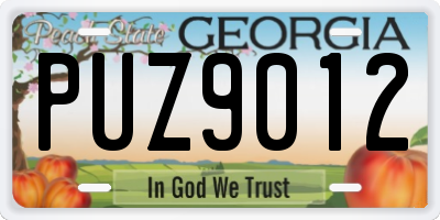 GA license plate PUZ9012