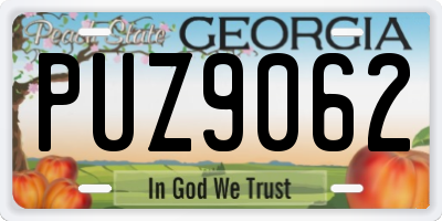 GA license plate PUZ9062
