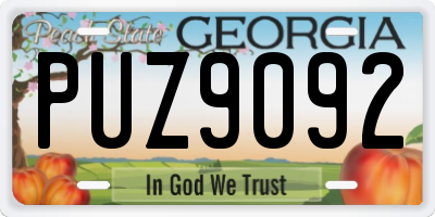 GA license plate PUZ9092