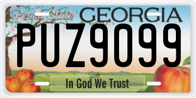 GA license plate PUZ9099