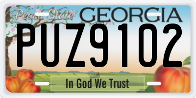 GA license plate PUZ9102