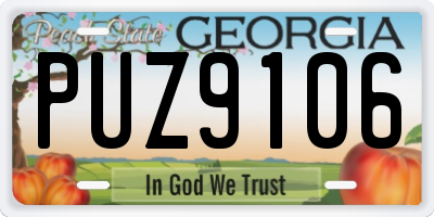 GA license plate PUZ9106