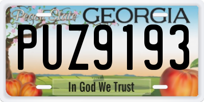 GA license plate PUZ9193