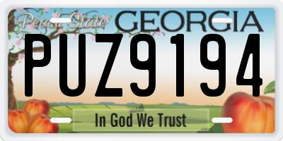 GA license plate PUZ9194