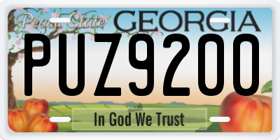 GA license plate PUZ9200