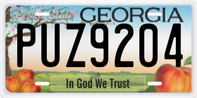 GA license plate PUZ9204