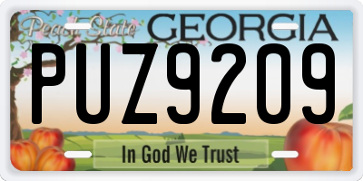 GA license plate PUZ9209
