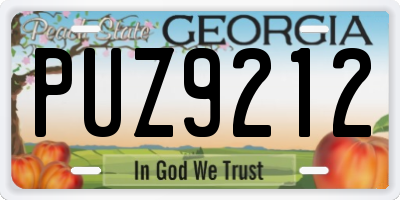 GA license plate PUZ9212