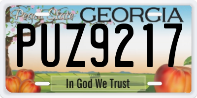 GA license plate PUZ9217