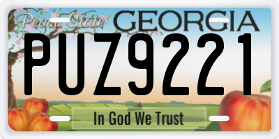 GA license plate PUZ9221