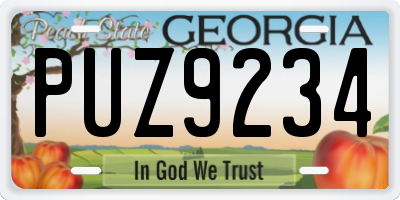 GA license plate PUZ9234