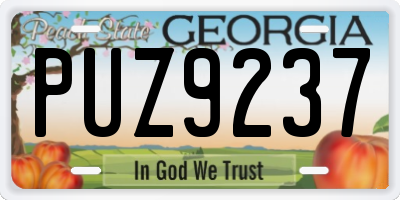 GA license plate PUZ9237