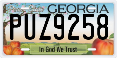 GA license plate PUZ9258