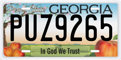 GA license plate PUZ9265