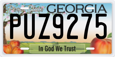 GA license plate PUZ9275