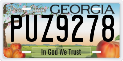 GA license plate PUZ9278
