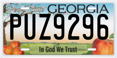 GA license plate PUZ9296