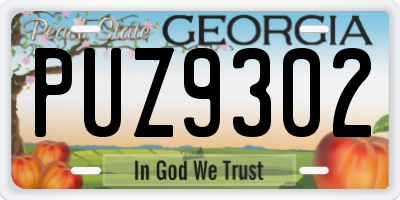 GA license plate PUZ9302