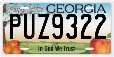 GA license plate PUZ9322
