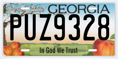GA license plate PUZ9328
