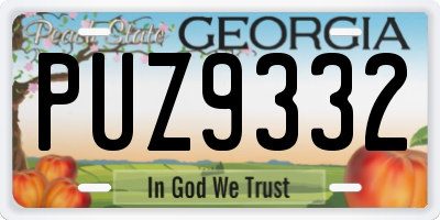 GA license plate PUZ9332