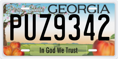 GA license plate PUZ9342