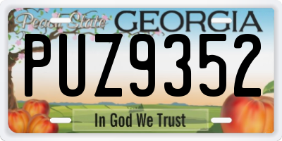 GA license plate PUZ9352
