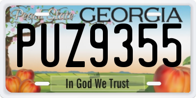 GA license plate PUZ9355