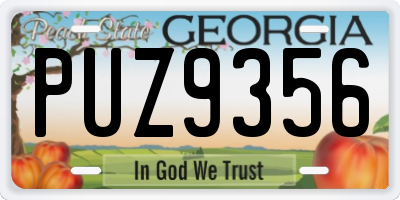 GA license plate PUZ9356