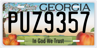 GA license plate PUZ9357