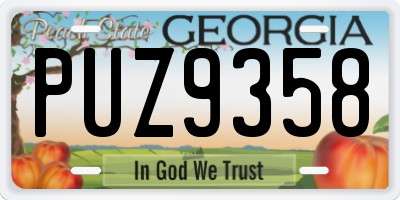 GA license plate PUZ9358