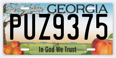 GA license plate PUZ9375