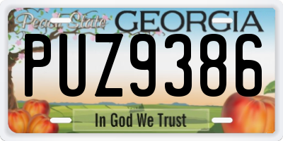GA license plate PUZ9386