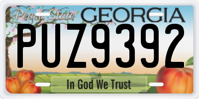 GA license plate PUZ9392
