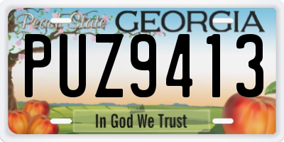 GA license plate PUZ9413