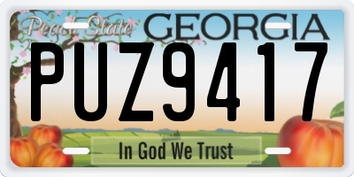 GA license plate PUZ9417