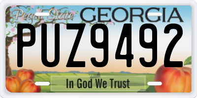 GA license plate PUZ9492