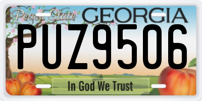 GA license plate PUZ9506