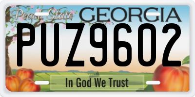 GA license plate PUZ9602