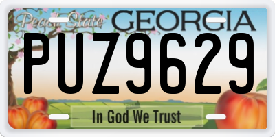 GA license plate PUZ9629