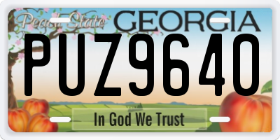 GA license plate PUZ9640