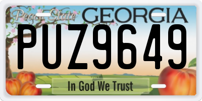 GA license plate PUZ9649