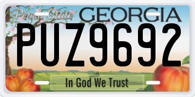 GA license plate PUZ9692