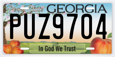 GA license plate PUZ9704