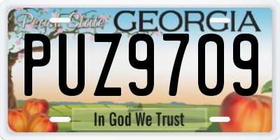 GA license plate PUZ9709