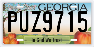 GA license plate PUZ9715